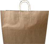 Front of Back Side of 16 x 6 x 12 Kraft Paper Bag wih Twist Handle