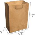 Paper Grocery Bags - 12 x 7 x 14, 1/7 Barrel, Flat Handle, Kraft