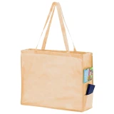 20 x 6 x 16 + 6 Orange Non Woven Over-The-Shoulder Tote Bag with Side  Pockets