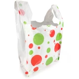 Custom Economy Frosted Plastic Soft Loop Shopping Bag - 16W x 6 Gusset x  18H