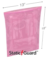 13x18 4 Mil pink anti static locking bags