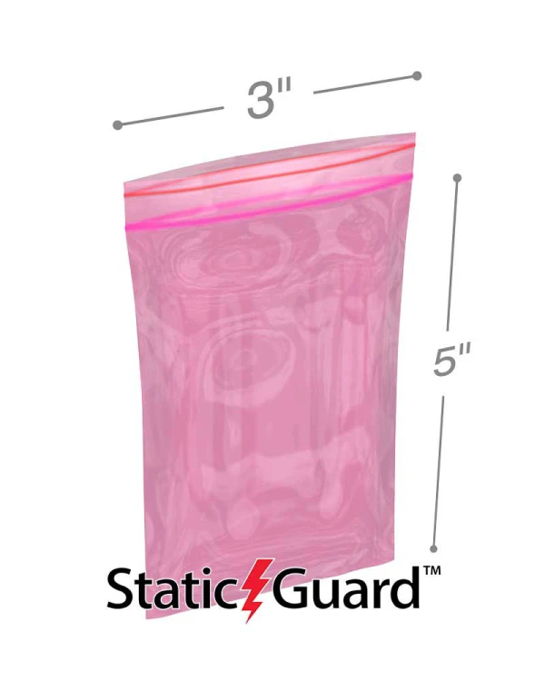 3x5 4 Mil Pink Anti Static locking Bags