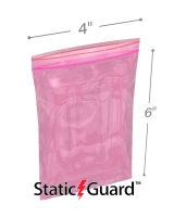 4 x 6 4 Mil Pink Anti Static locking Bags with Dimensions