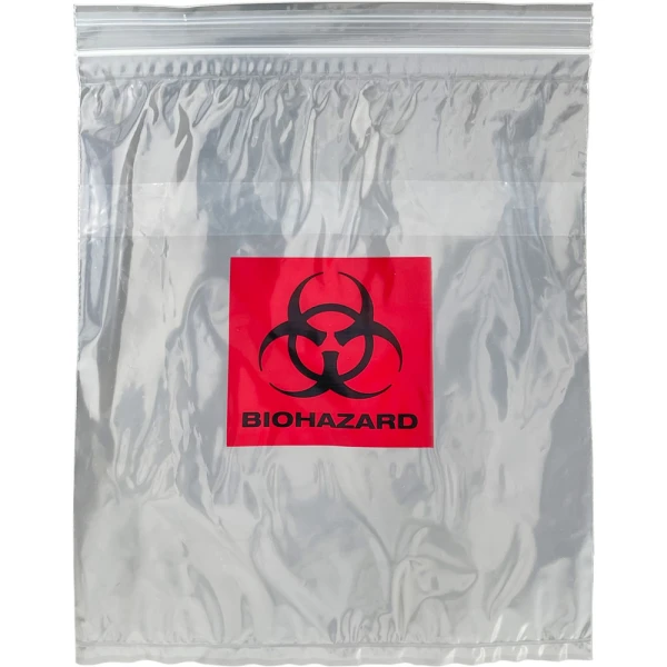 Front of 3 Wall 8 x 10 2 mil Specimen Shield Zipper Locking Pouch Bags