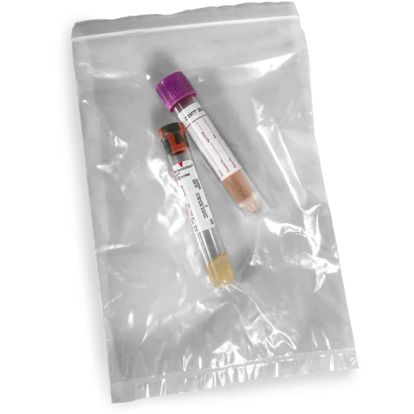 6 x 9 Plain Specimen Lab Transport Zipper Locking Document Pouch Bags with Tube Samples inside of Bag