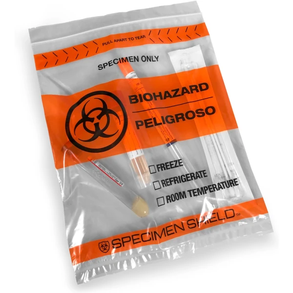 8x10 Specimen Lab Bio Transport bag with Document Pouch with Sample Tubes Inside of Bag