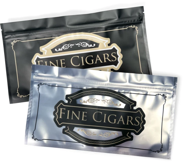 Laminated Black Opaque Side of 10x5.5 5 Mil Zipper Locking Fine Cigars Bags