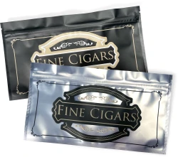 10" x 5.5" 5 Mil Zipper Locking "Fine Cigars" Bags