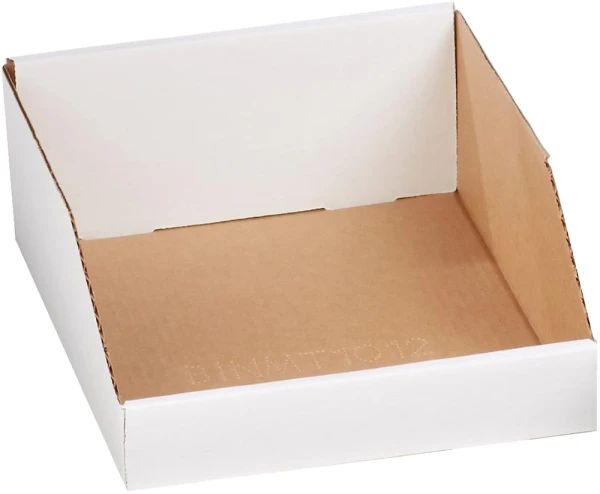 White 10 x 12 x 4 1/2 Open Top Bin Boxes
