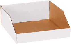 12" x 12" x 4 1/2" Open Top White Bin Boxes