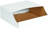 12 x 12 x 4 1/2 White Corrugated Stackable Bin Boxes