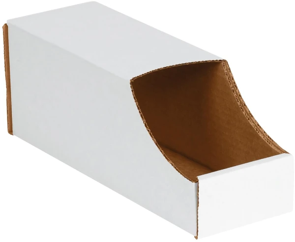 4 x 12 x 4 1/2 White Corrugated Stackable Bin Boxes