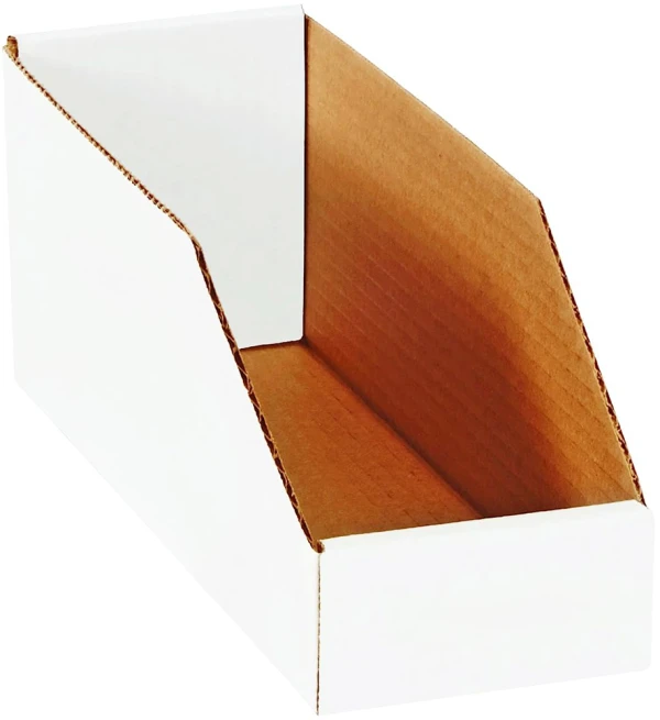 White 4 x 15 x 4 1/2 Open Top Bin Boxes