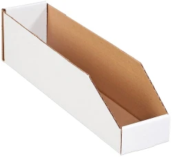 4" x 18" x 4 1/2" Open Top White Bin Boxes