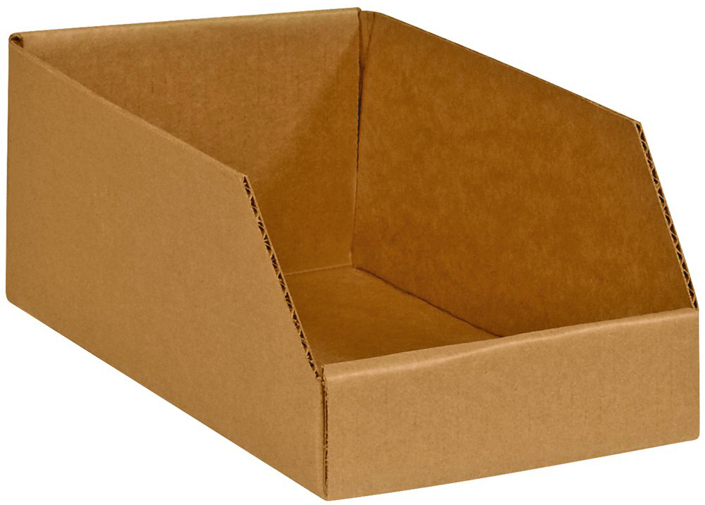 6" X 12" X 4 1/2" Kraft Open Top Bin Boxes