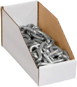 6" x 15" x 4 1/2" Open Top White Bin Boxes