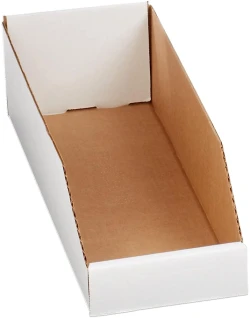 6" x 18" x 4 1/2" Open Top White Bin Boxes