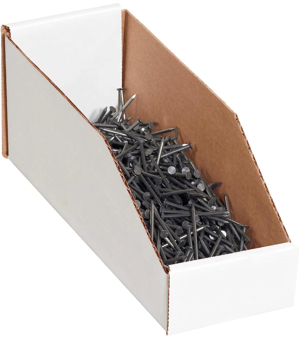White 6 x 24 x 4 1/2 Open Top Bin Boxes