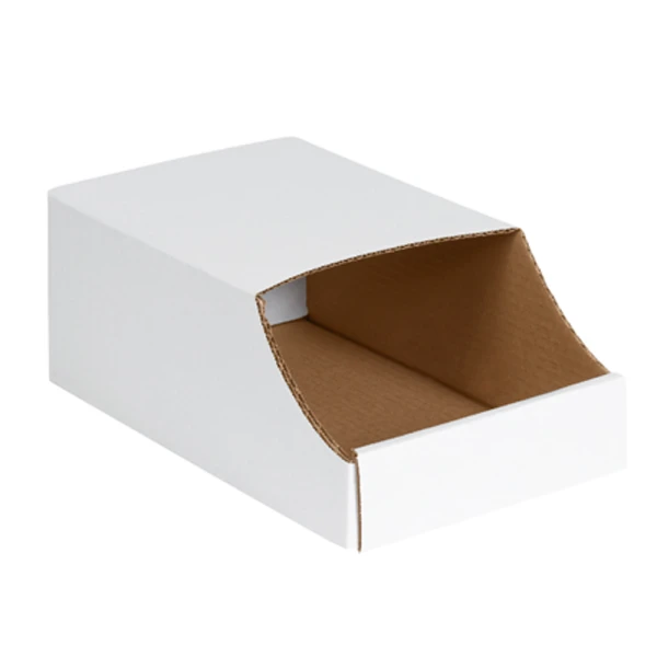 7 x 12 x 4 1/2 White Corrugated Stackable Bin Boxes