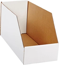 8" x 18" x 10" Open Top White Bin Boxes