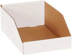 8" x 12" x 4 1/2" Open Top White Bin Boxes