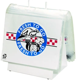 10" x 8" + 1" + 2" Zipper Saddle Pack Deli Bags Printed "Fresh to Go"