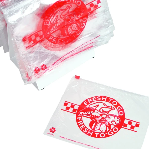 10 x 8 Polypropylene Slide Seal Saddle Pack Deli Bags Printed Fresh to Go