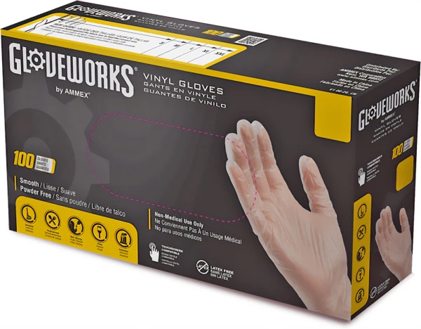 Clear Disposable Vinyl Gloves - Polymer Coated - Large