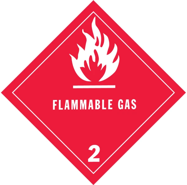 D.O.T. Flammable Gas Label for Transportation of Hazardous Materials - Class 2