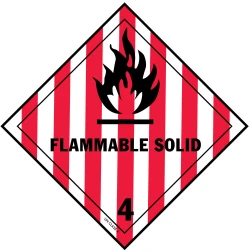 4" X 4" D.O.T. Flammable Solid HazMat Label - Class 4