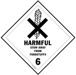 4" X 4" D.O.T. Harmful to Foodstuffs HazMat Label - Class 6