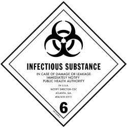 4" X 4" D.O.T. Infectious Substance HazMat Label - Class 6
