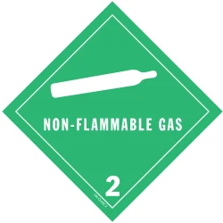 4" X 4" D.O.T. Nonflammable Gas HazMat Label - Class 2
