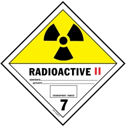4" X 4" D.O.T. Radioactive II HazMat Label - Class 7