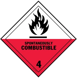 4" X 4" D.O.T. Spontaneously Combustible HazMat Label - Class 4