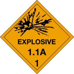 4" X 4" D.O.T. Explosives 1.1A HazMat Labels