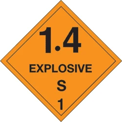 4" X 4" D.O.T. Explosives 1.4S HazMat Labels