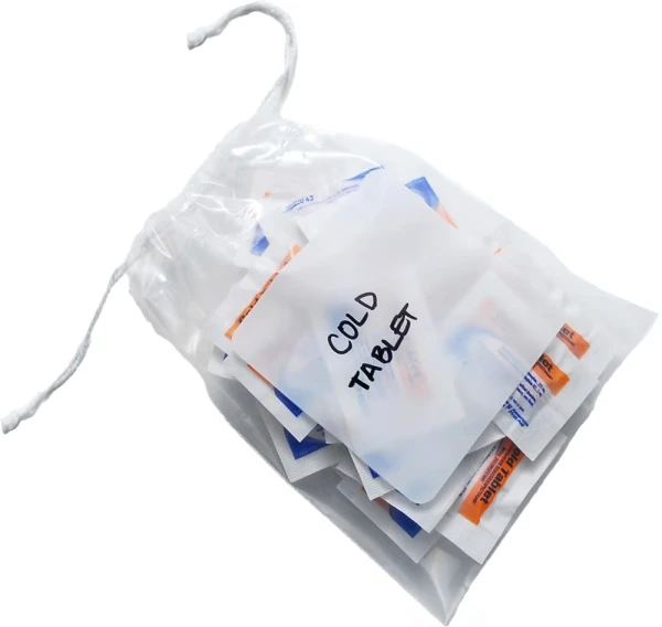 4.5x6 Pull-Tite Polypropylene Drawstring Bag with White Block