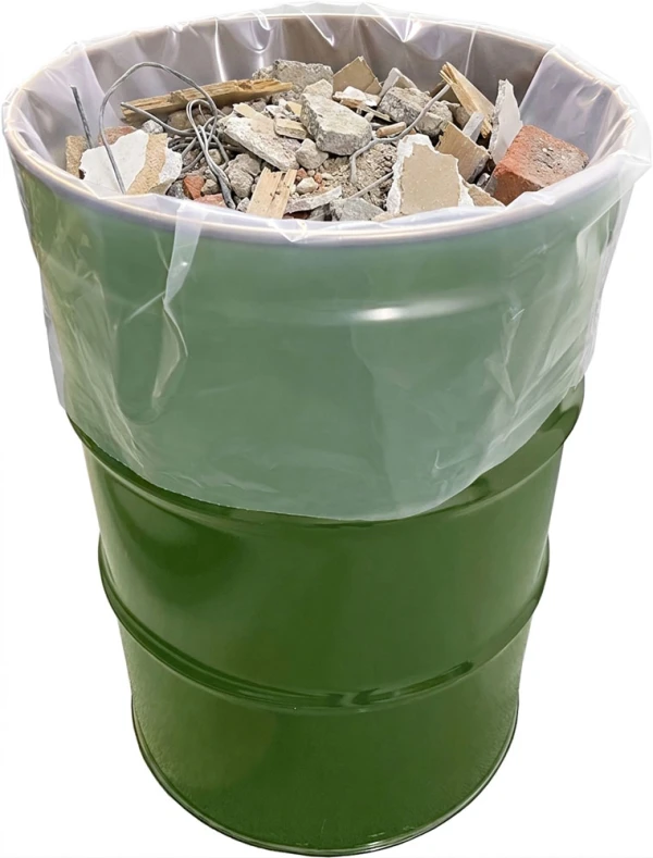 Coinstruction Debris in a Clear 38 x 60 6 mil 55 Gallon Drum Liner Bags in Green 55 Gallon Drum