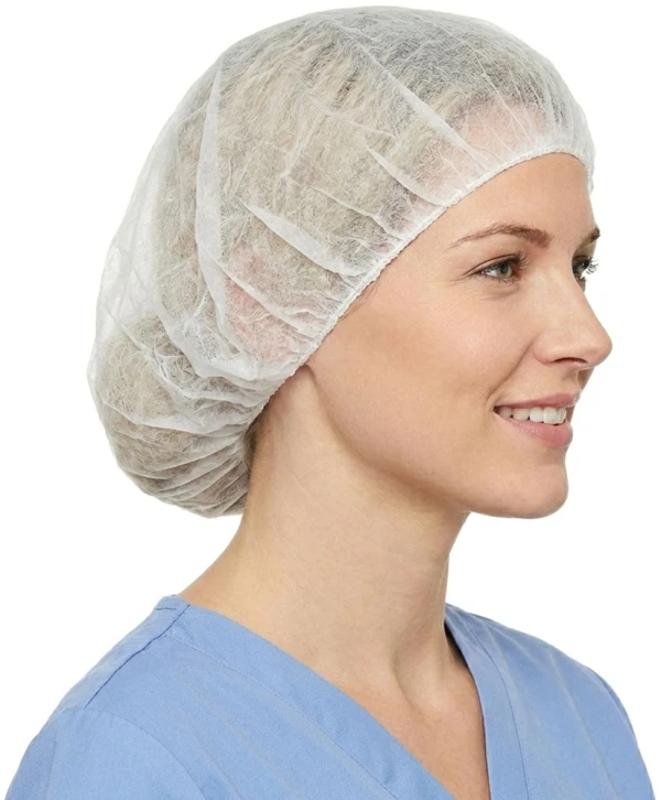 Side View of White Non-Woven Hair Cap