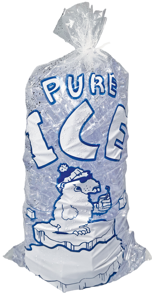 Interplas 5 lb Ice Bags with Twist Ties Pure Ice Printed