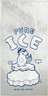 5 lb. Plastic Ice Bags PURE ICE Polar Bear Flat Front