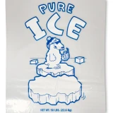 Close up of Print on front of 18 x 36 PURE ICE Ice Cube Bag