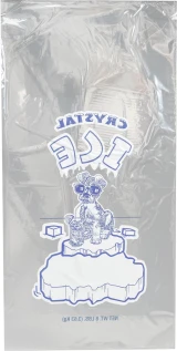 Back of 8 lb. Plastic Ice Bags and Ties - CRYSTAL ICE Dog Print