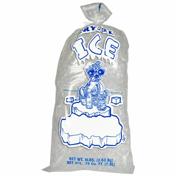 8 lb. Ice Bags with Ice Print and Handle - 1000/Case