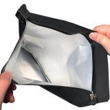 Black 12.5 x 9 + 4 Child Proof Exit Bags Hands Holding Bag Open