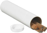 1.5x18 White Round Cardboard Mailing Tubes and End Caps