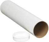 2 x 6 White Round Cardboard Mailing Tubes and End Caps