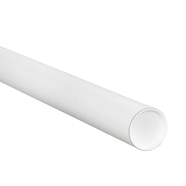 3 x 36 White Round Cardboard Mailing Tubes and End Caps