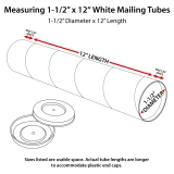 How to measure 1 1/2 x 12 White Round Cardboard Mailing Tubes and End Caps